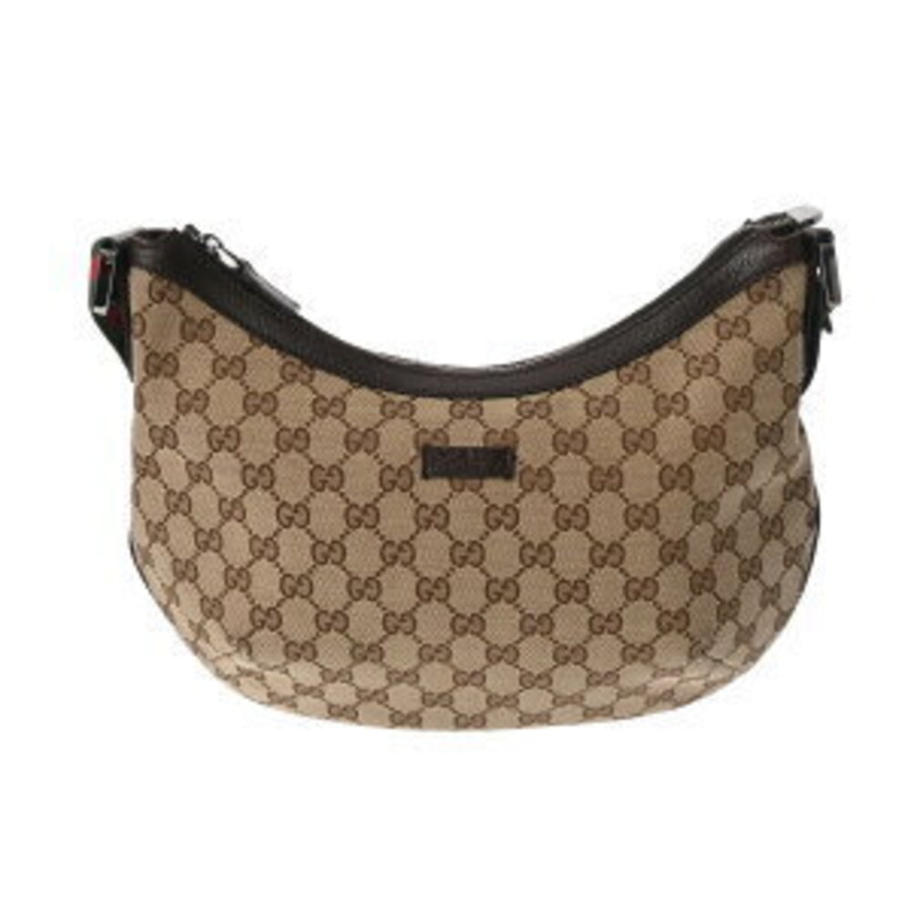 Gucci GG Beige Ebony Brown canvas leather shoulder bag